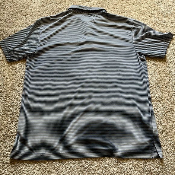 PGA TOUR Men’s Blue White Striped Polo Size Medium Short Sleeve Golf Collar - Picture 8 of 8